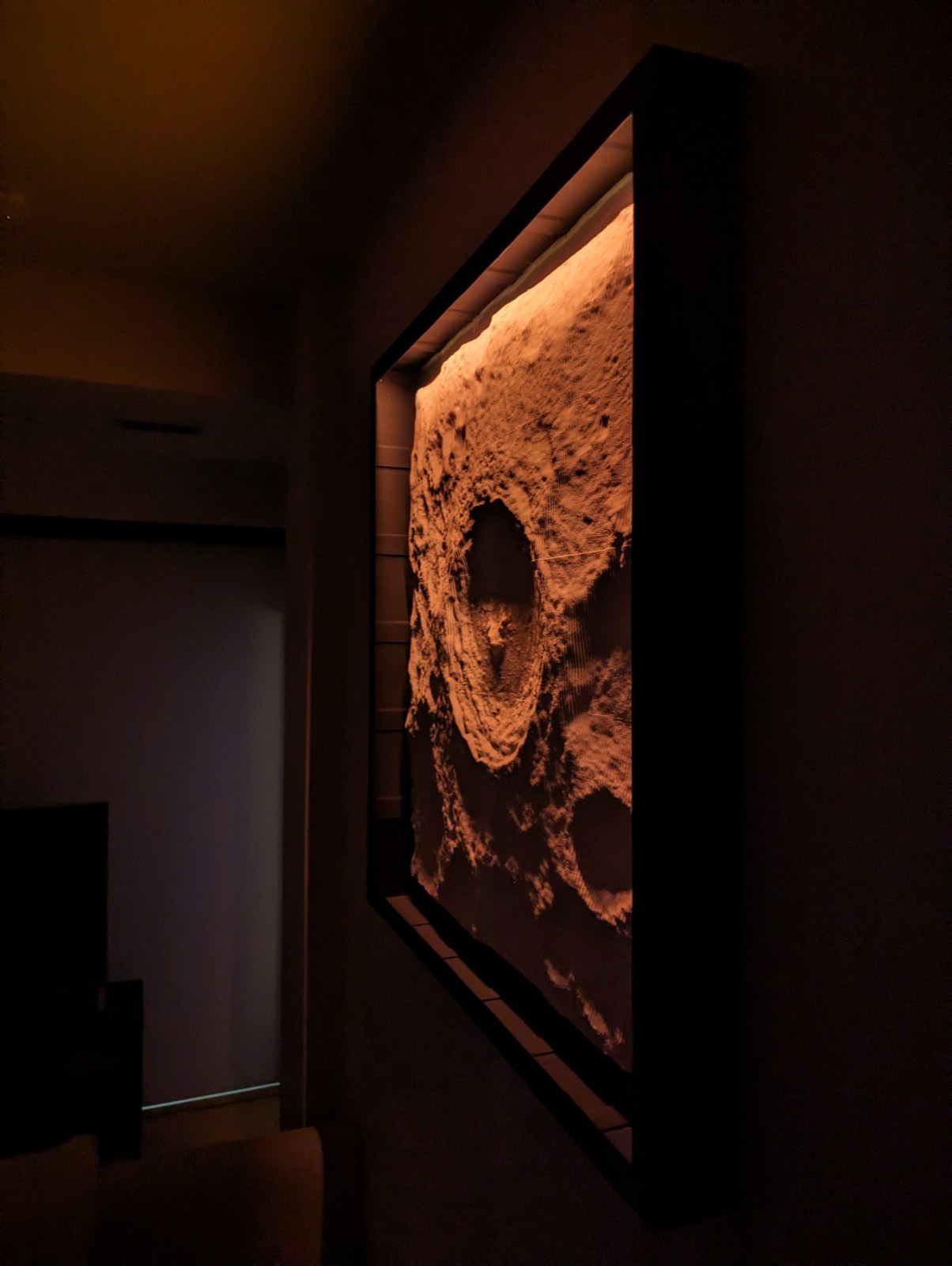The relief lit at an oblique angle